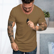 Laden Sie das Bild in den Galerie-Viewer, Einfarbiges Lässiges Kurzärmeliges T-Shirt für Herren