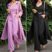 Laden Sie das Bild in den Galerie-Viewer, Dreiteiliges Set für Frühling und Herbst, Trenchcoat, Hose, Weste