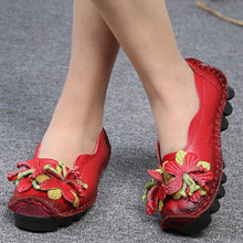 Laden Sie das Bild in den Galerie-Viewer, Blumen-Lederschuhe aus PU-Leder im ethnischen Stil