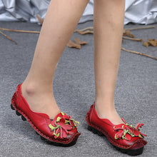 Laden Sie das Bild in den Galerie-Viewer, Blumen-Lederschuhe aus PU-Leder im ethnischen Stil