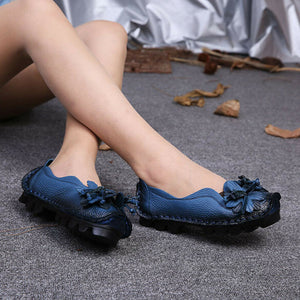 Blumen-Lederschuhe aus PU-Leder im ethnischen Stil