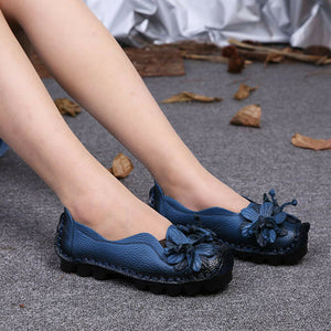 Blumen-Lederschuhe aus PU-Leder im ethnischen Stil