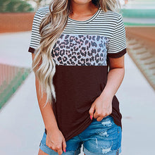 Laden Sie das Bild in den Galerie-Viewer, Kontrastierendes T-Shirt mit Leopardenstreifen