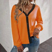 Laden Sie das Bild in den Galerie-Viewer, Strickjacke mit V-Ausschnitt und langen Ärmeln