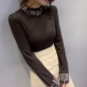 Bedruckter Halbrollkragenpullover für Damen