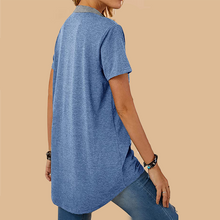 Laden Sie das Bild in den Galerie-Viewer, Damen einreihiges lockeres lässiges kurzärmliges T-Shirt