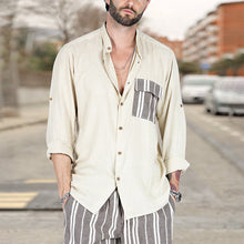 Laden Sie das Bild in den Galerie-Viewer, Herren Sommerliches Freizeithemd mit Kontrastfarbe und Revers
