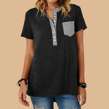 Laden Sie das Bild in den Galerie-Viewer, Damen einreihiges lockeres lässiges kurzärmliges T-Shirt