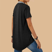 Laden Sie das Bild in den Galerie-Viewer, Damen einreihiges lockeres lässiges kurzärmliges T-Shirt