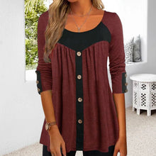 Laden Sie das Bild in den Galerie-Viewer, Langarm-Stretch-T-Shirt mit Rundhalsausschnitt