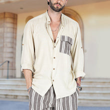 Laden Sie das Bild in den Galerie-Viewer, Herren Sommerliches Freizeithemd mit Kontrastfarbe und Revers