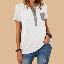 Laden Sie das Bild in den Galerie-Viewer, Damen einreihiges lockeres lässiges kurzärmliges T-Shirt