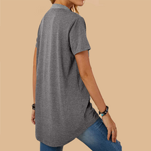 Laden Sie das Bild in den Galerie-Viewer, Damen einreihiges lockeres lässiges kurzärmliges T-Shirt