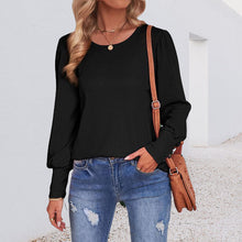 Laden Sie das Bild in den Galerie-Viewer, Lockeres Lässiges T-Shirt mit Puffärmeln und Rundhalsausschnitt