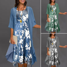 Laden Sie das Bild in den Galerie-Viewer, Zweiteiliges Sommerkleid Aus Chiffon