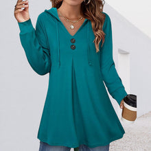 Laden Sie das Bild in den Galerie-Viewer, Damen-Sweatshirt mit Knopfleiste