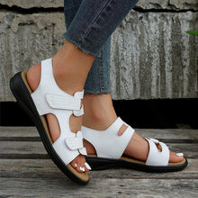 Laden Sie das Bild in den Galerie-Viewer, Lässige bequeme Damen-Sandalen aus Leder mit Klettverschluss