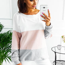 Laden Sie das Bild in den Galerie-Viewer, Damen Herbst Casual Kontrastfarbe Patchwork Kapuzenpullover
