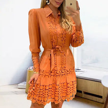 Laden Sie das Bild in den Galerie-Viewer, Damen Hemd Knielanges Kleid