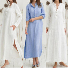 Laden Sie das Bild in den Galerie-Viewer, Damen geschlitztes Hemdkleid