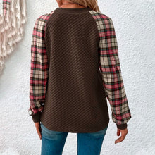 Laden Sie das Bild in den Galerie-Viewer, Karierte Patchwork-Sweatshirts für Damen