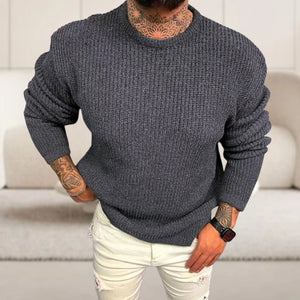 Einfarbiger Pullover mit Rundhalsausschnitt