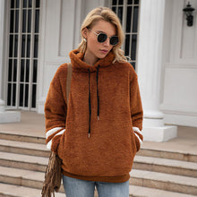 Laden Sie das Bild in den Galerie-Viewer, Lockerer Langärmliger Plüsch-Kapuzenpullover