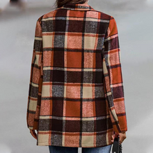 Laden Sie das Bild in den Galerie-Viewer, Karierte Wolljacke mit langen Ärmeln und Taschen