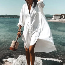 Laden Sie das Bild in den Galerie-Viewer, Damen Sommer Mode Hemdkleid