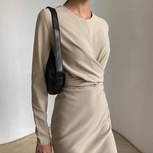 Französisches Retro-Taillen-Schlankheits-Hüftkleid in Wickeloptik