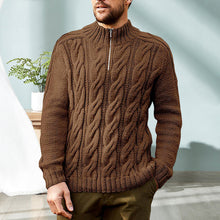 Laden Sie das Bild in den Galerie-Viewer, Einfarbiger Pullover mit Reißverschluss für Herren