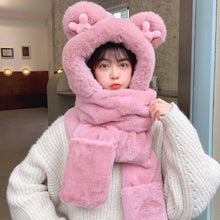 Laden Sie das Bild in den Galerie-Viewer, Warmes Bärenmütze/Schal/Handschuh-Set für Damen