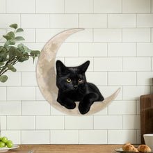 Laden Sie das Bild in den Galerie-Viewer, Mond- und schwarzen Katze- Ornament aus Metall