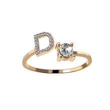 Laden Sie das Bild in den Galerie-Viewer, A-Z Buchstabe Gold Metall Einstellbarer Ring