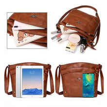 Laden Sie das Bild in den Galerie-Viewer, Umhängetasche mit mehreren Taschen aus weichem Leder