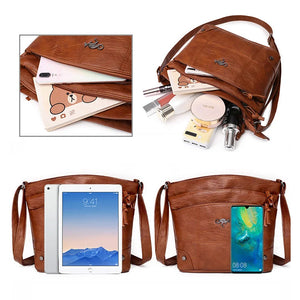 Umhängetasche mit mehreren Taschen aus weichem Leder