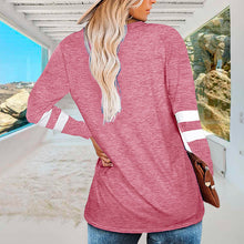 Laden Sie das Bild in den Galerie-Viewer, Langärmliges Lockeres T-Shirt mit V-Ausschnitt für Damen