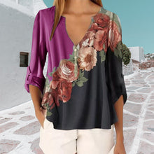 Laden Sie das Bild in den Galerie-Viewer, Bedrucktes Chiffonhemd mit V-Ausschnitt