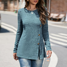 Laden Sie das Bild in den Galerie-Viewer, Geschlitzter Strickpullover mit Rundhalsausschnitt für Damen