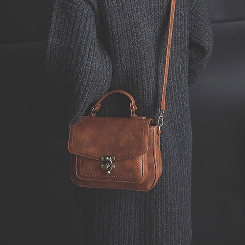 Damen Vintage Einzigartige Ledertasche mit Schnalle