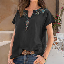 Laden Sie das Bild in den Galerie-Viewer, Lockeres T-Shirt im Ethno-Stil mit V-Ausschnitt