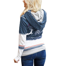 Laden Sie das Bild in den Galerie-Viewer, Lässiger Langärmeliger Kapuzenpullover mit Weihnachtsdruck für Damen
