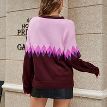 Laden Sie das Bild in den Galerie-Viewer, Kontraststrickpullover mit Karomuster