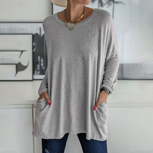 Laden Sie das Bild in den Galerie-Viewer, Loses einfarbiges Damen-Sommer-Langarm-T-Shirt