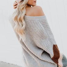 Laden Sie das Bild in den Galerie-Viewer, Strickpullover mit V-Ausschnitt und Ballonärmeln
