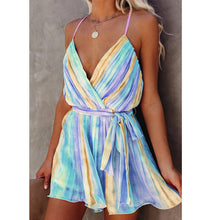 Laden Sie das Bild in den Galerie-Viewer, Plissiertes regenbogenfarbenes Damenkleid