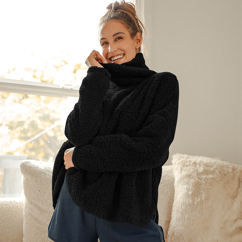 Lässiger Rollkragenpullover aus Plüsch