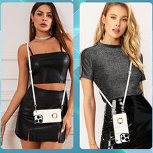 Laden Sie das Bild in den Galerie-Viewer, IPhone-Leder-Brieftaschenhülle mit Schlaufe und Umhängeband
