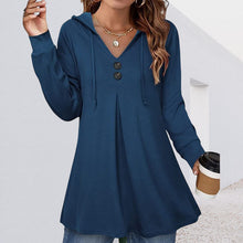 Laden Sie das Bild in den Galerie-Viewer, Damen-Sweatshirt mit Knopfleiste