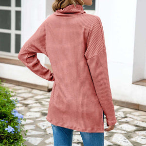 Lockerer Unregelmäßiger Strickpullover mit Rollkragen